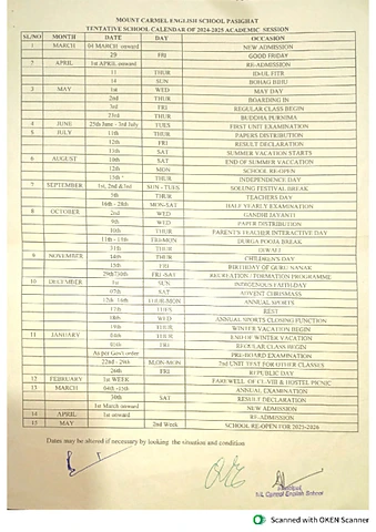 Academic calendar